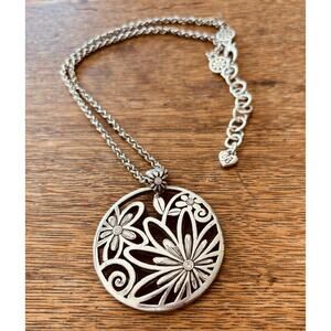 Brighton Reversible Flower Pendant Necklace Crystals Vintage